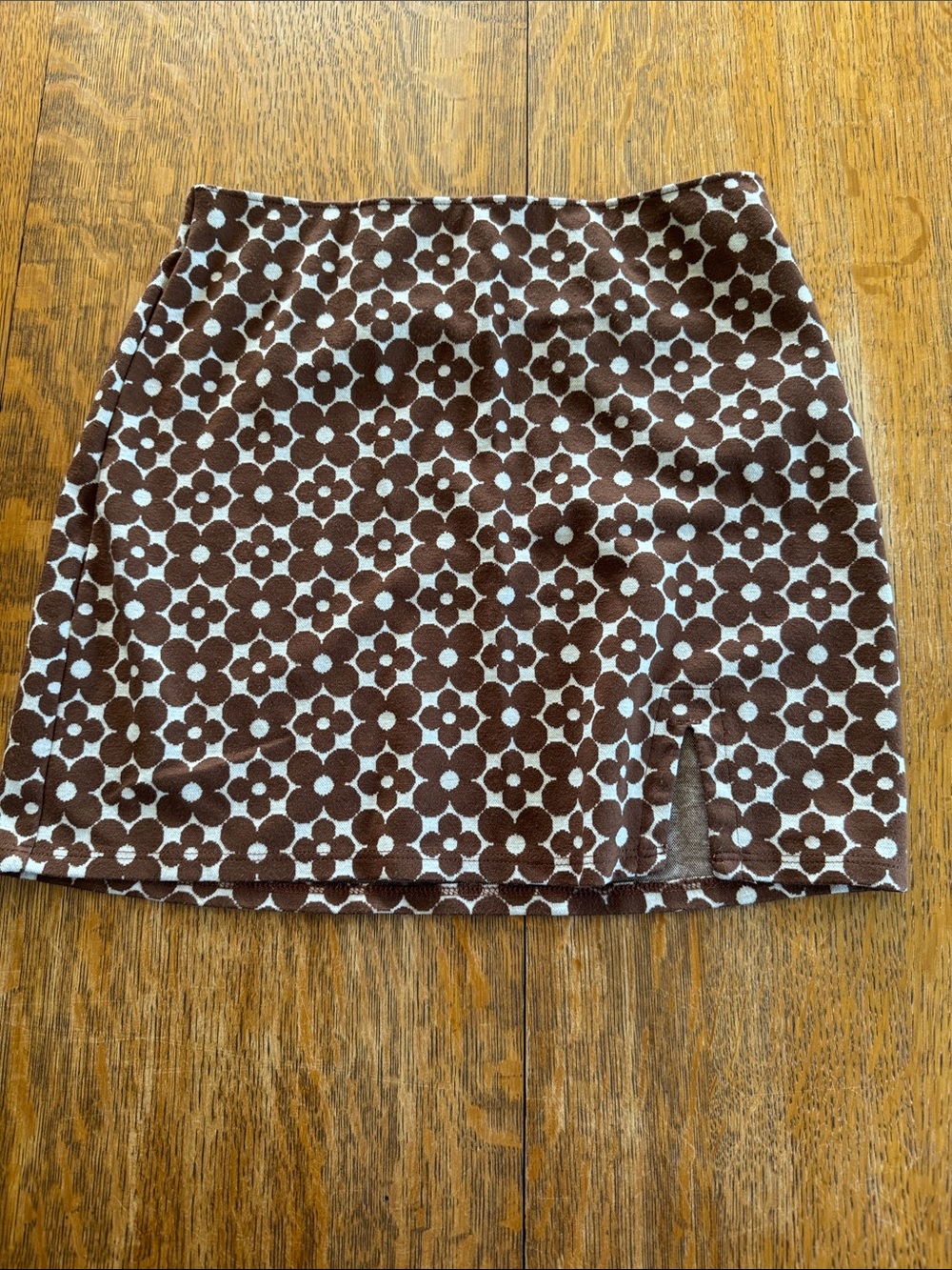 Hollister Brown and White Floral Mini Skirt